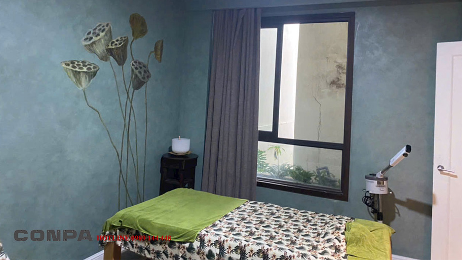 Gợi ý màu sơn giả bê tông cho spa – Sang trọng, tinh tế, thư giãn Spa sử dụng sơn giả bê tông màu xám xanh