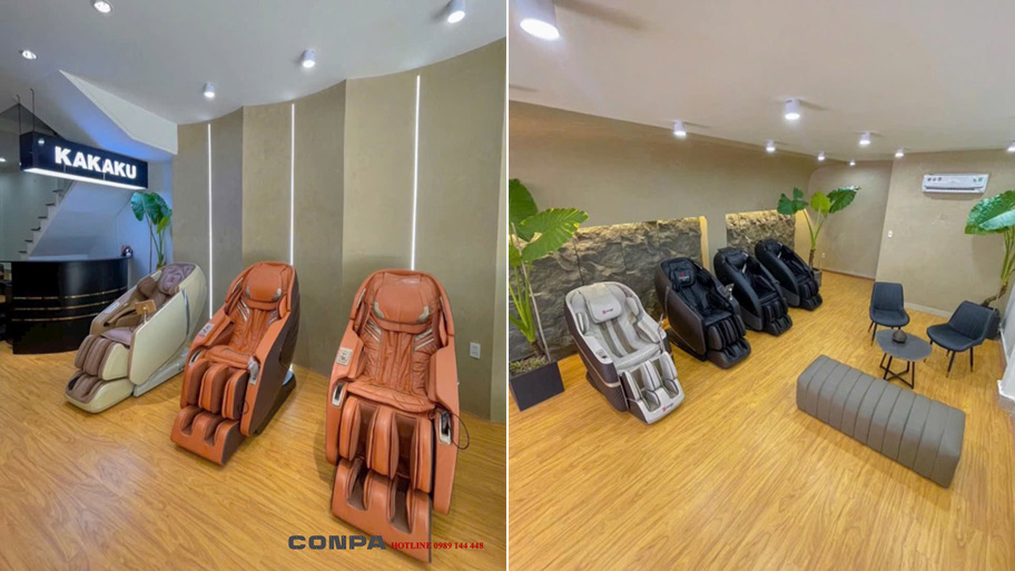 Bí quyết chọn màu sơn giả bê tông cho cửa hàng đẹp, hiện đại và hút khách Ứng dụng sơn giả bê tông màu nâu be cho cửa hàng ghế massage