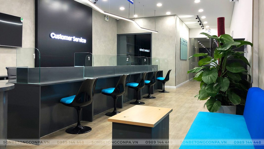 Hướng dẫn chọn màu sơn giả bê tông cho văn phòng làm việc chuẩn chuyên gia Văn phòng Samsung Smart Care sử dụng sơn bê tông màu ngọc trai