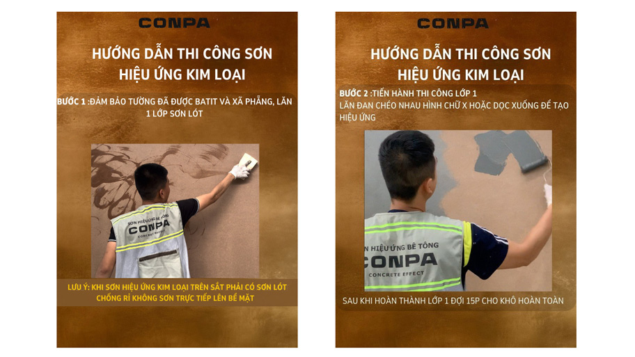 Chiêm ngưỡng vẻ đẹp của catalogue map màu sơn hiệu ứng kim loại Bước 1 và bước 2 trong thi công sơn hiệu ứng kim loại
