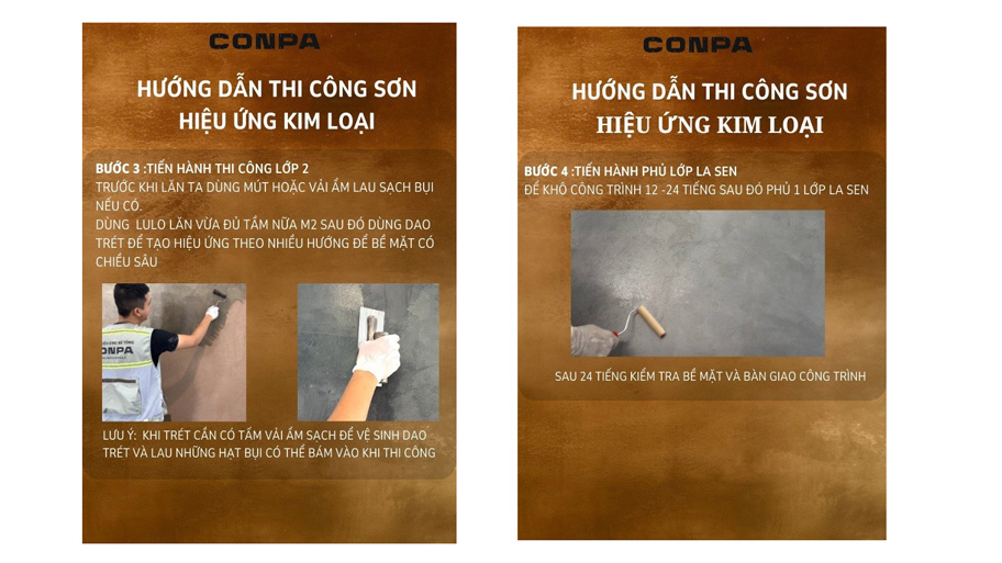 Chiêm ngưỡng vẻ đẹp của catalogue map màu sơn hiệu ứng kim loại Bước 3 và bước 4 trong thi công sơn hiệu ứng kim loại
