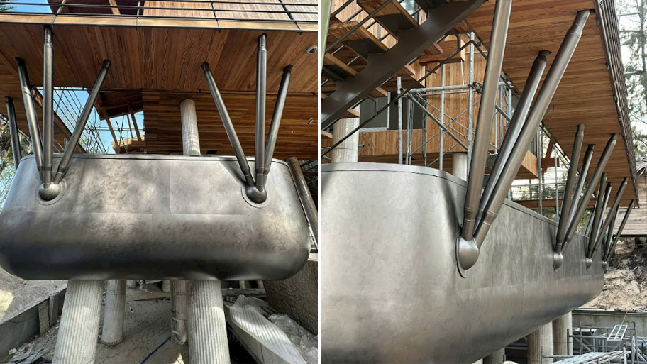 Mẫu công trình ứng dụng sơn hiệu ứng kim loại cho ngoại thất Quán cafe ứng dụng sơn kim loại cho ngoại thất