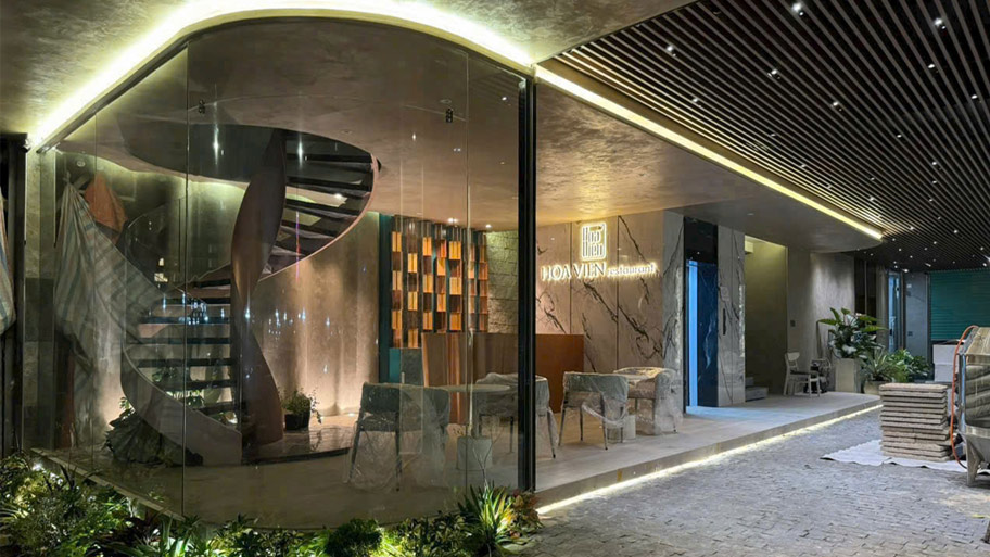 Trần nhà sử dụng sơn hiệu ứng kim loại màu xám