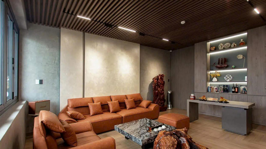 Tường trang trí sử dụng sơn hiệu ứng kim loại