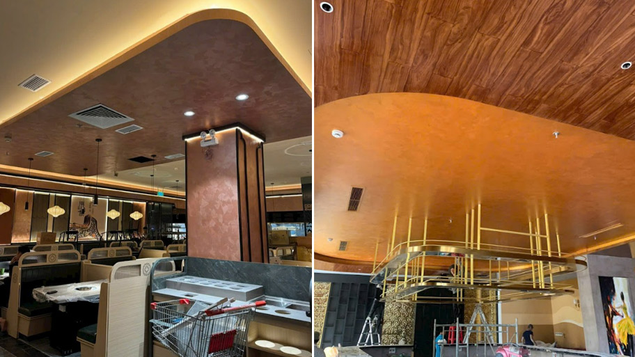 Ứng dụng sơn hiệu ứng kim loại màu đồng cho trần nhà