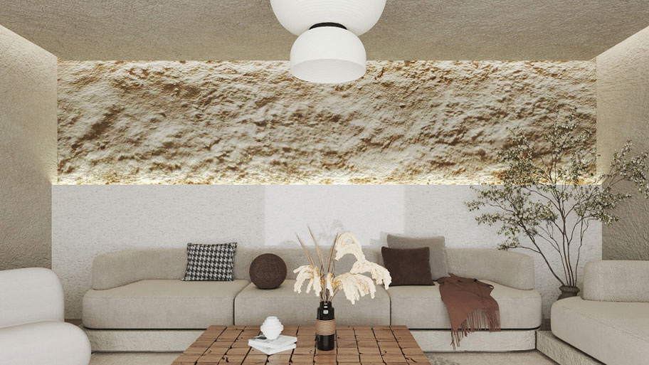 Mẫu phòng khách sử dụng sơn cát đẹp độc đáo