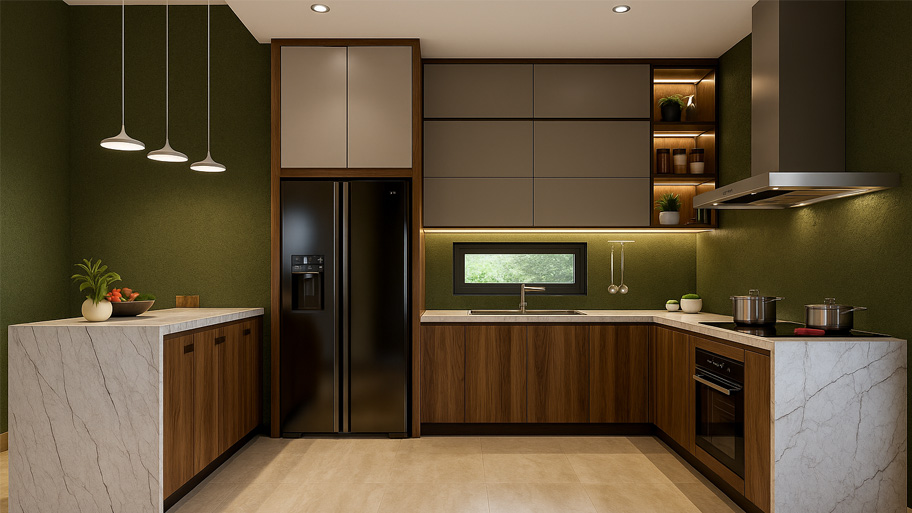 Phòng bếp sử dụng sơn cát nghệ thuật