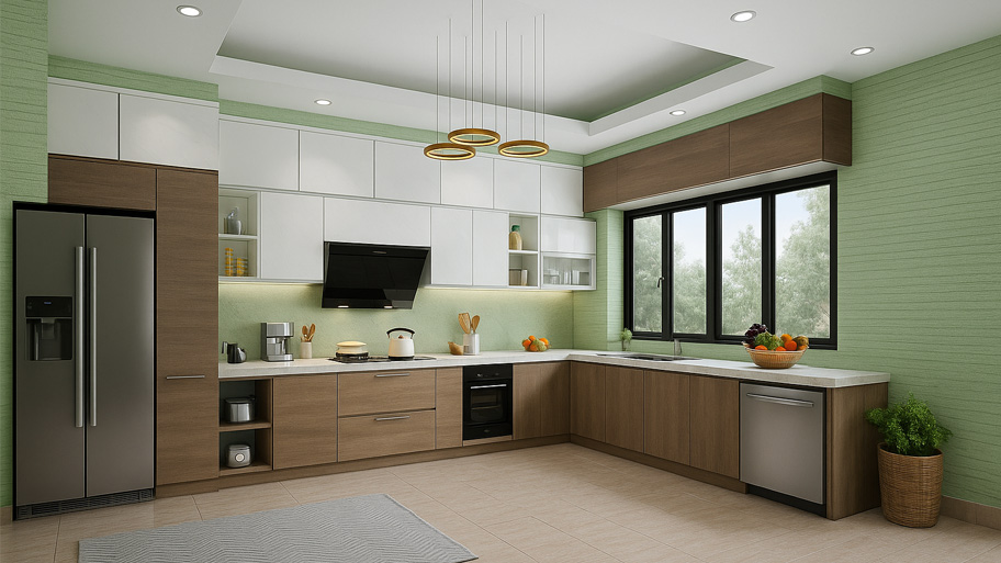 Phòng bếp ứng dụng sơn cát phong cách đồng quê