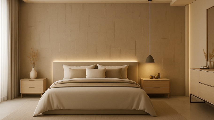 Phòng ngủ sử dụng sơn cát nghệ thuật