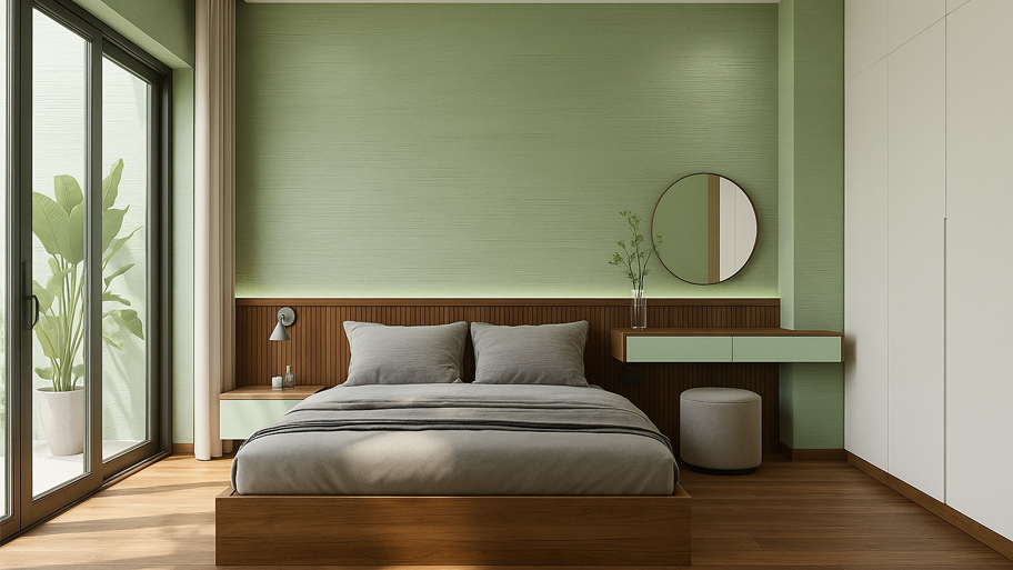 Phòng ngủ ứng dụng sơn cát đẹp độc đáo