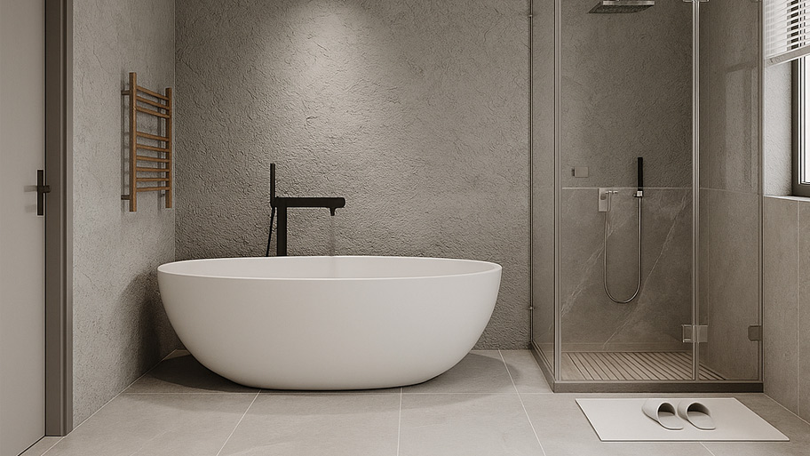 Phòng tắm ứng dụng sơn cát nghệ thuật