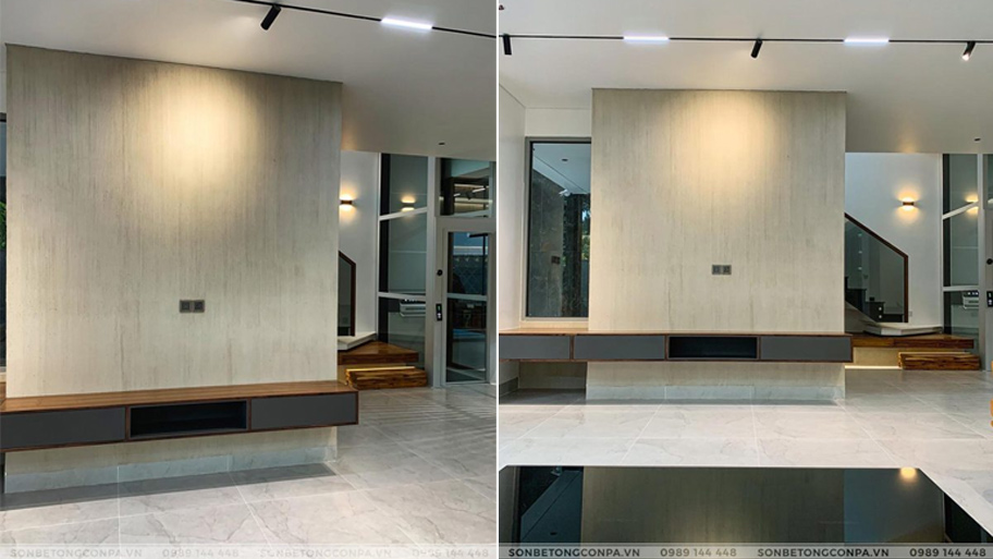 Sử dụng sơn cát cho tường phòng khách