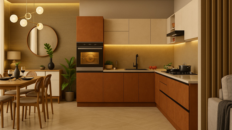 Phòng bếp dùng màu sơn cát hợp mệnh Thổ