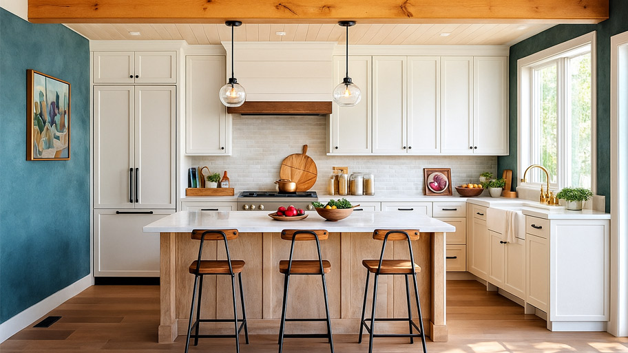 Phòng bếp dùng màu sơn cát hợp mệnh Thủy