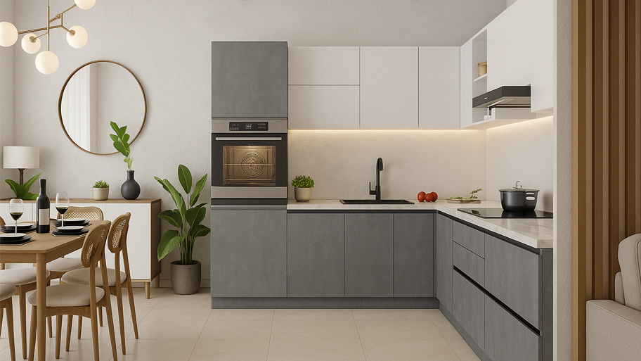 Phòng bếp sử dụng màu sơn cát hợp mệnh Kim