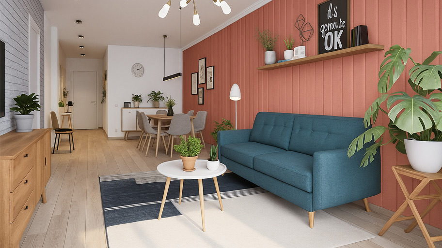 Phong cách hiện đại kết hợp sơn cát màu đỏ