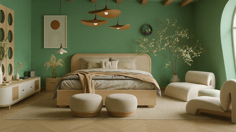 Phòng khách dùng màu sơn cát hợp mệnh Mộc