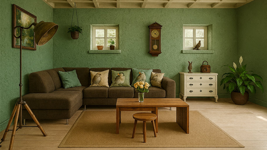 Phòng khách phong cách mộc mạc hợp mệnh Mộc