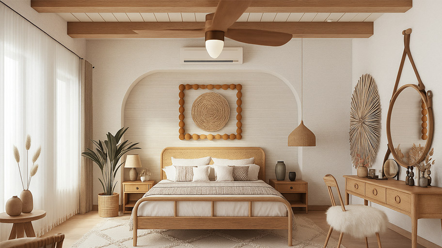 Phòng ngủ homestay phong cách Bắc Âu sử dụng sơn cát