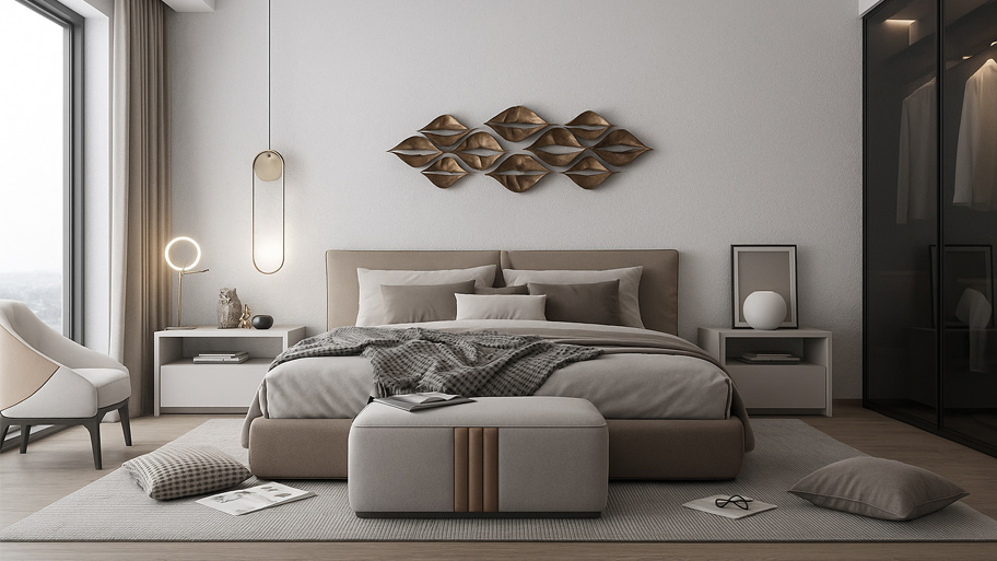 Phòng ngủ sử dụng sơn cát màu trắng