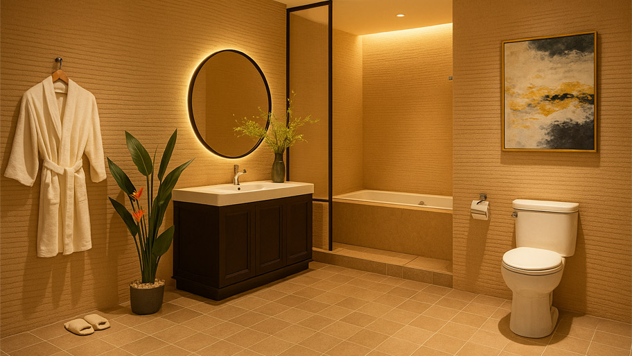 Phòng tắm dùng màu sơn hợp mệnh Thổ