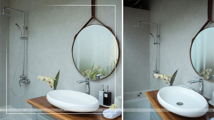 Phòng tắm homestay sử dụng sơn cát