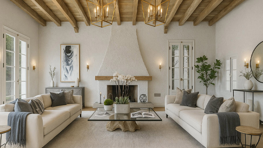 Sử dụng sơn cát màu trắng trong phòng khách