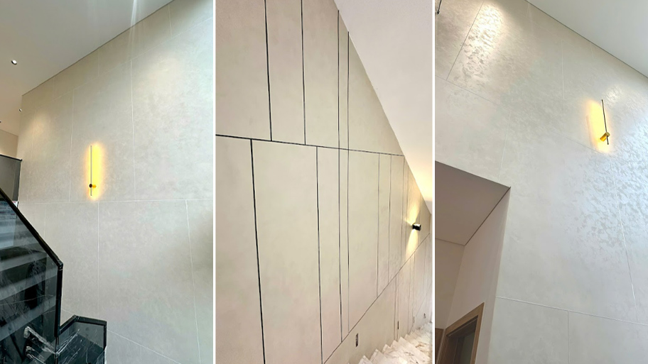 Xu hướng thiết kế bằng hiệu ứng kẻ roan 2025: Đẹp, hiện đại, chuẩn studio Sơn hiệu ứng màu kem kết hợp kẻ roan