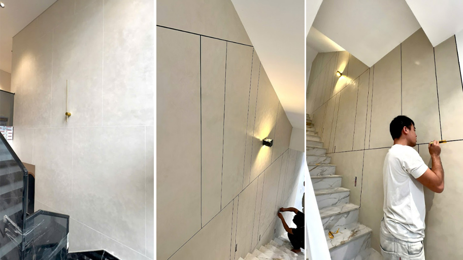 Sơn hiệu ứng màu xám be hợp kẻ roan