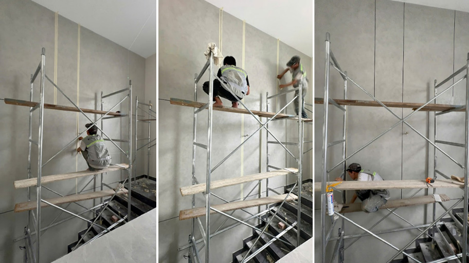 Thi công sơn hiệu ứng kẻ roan âm tường nong