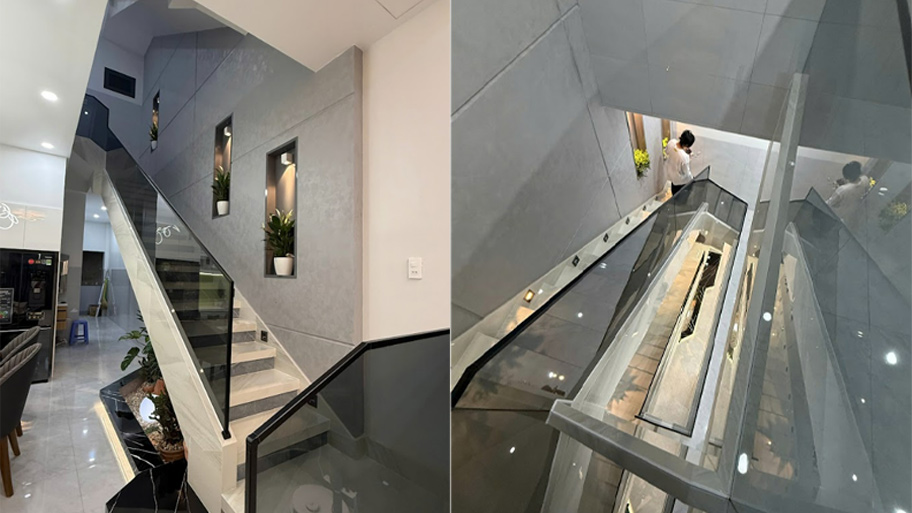 Xu hướng thiết kế bằng hiệu ứng kẻ roan 2025: Đẹp, hiện đại, chuẩn studio Tường phòng khách sử dụng hiệu ứng kẻ roan âm tường