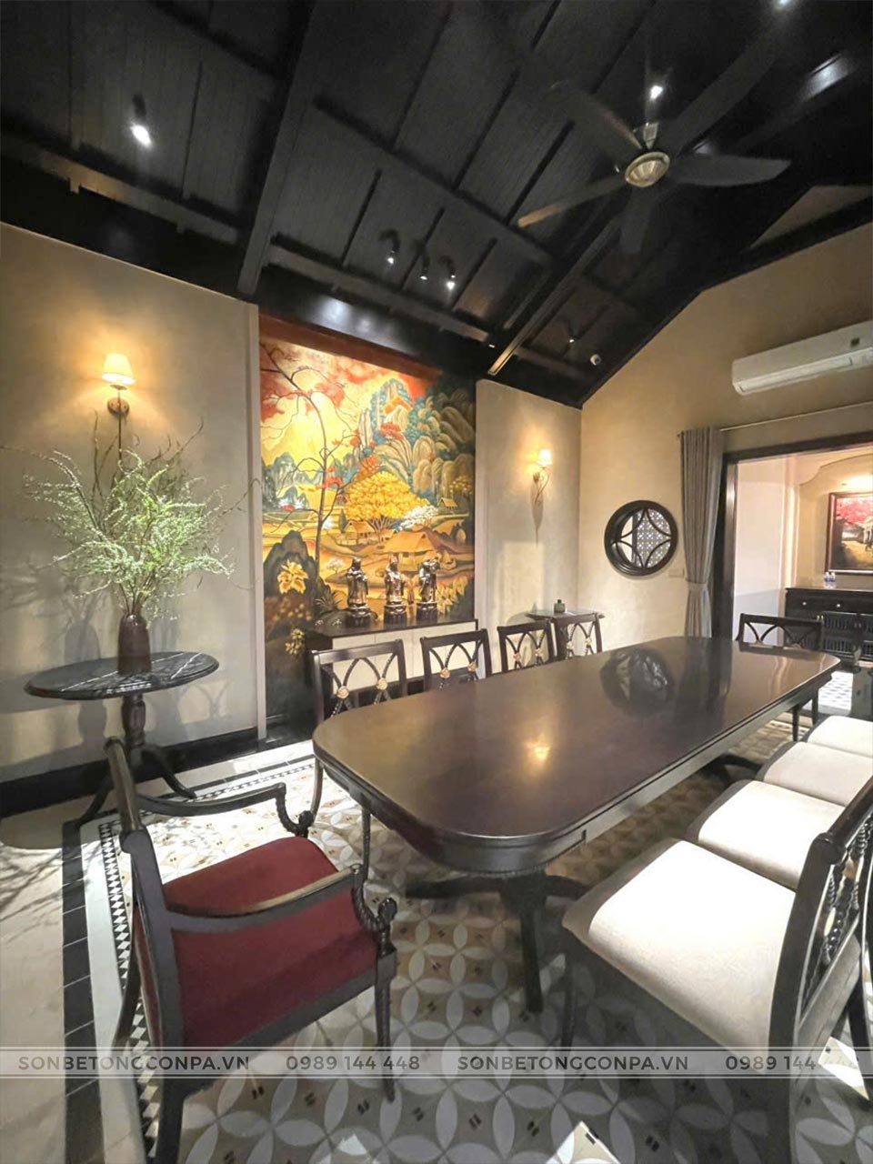 Không gian bếp ăn sử dụng sơn hiệu ứng Conpa