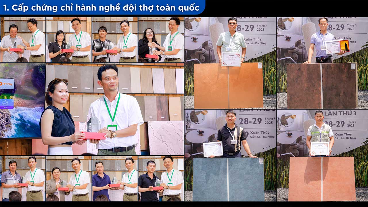 TỔNG HỢP CÁC HOẠT ĐỘNG CONPA VIỆT NAM 2025 Conpa trao chứng chỉ hành nghề cho đội thợ sơn bê tông sau khóa đào tạo kỹ thuật toàn quốc