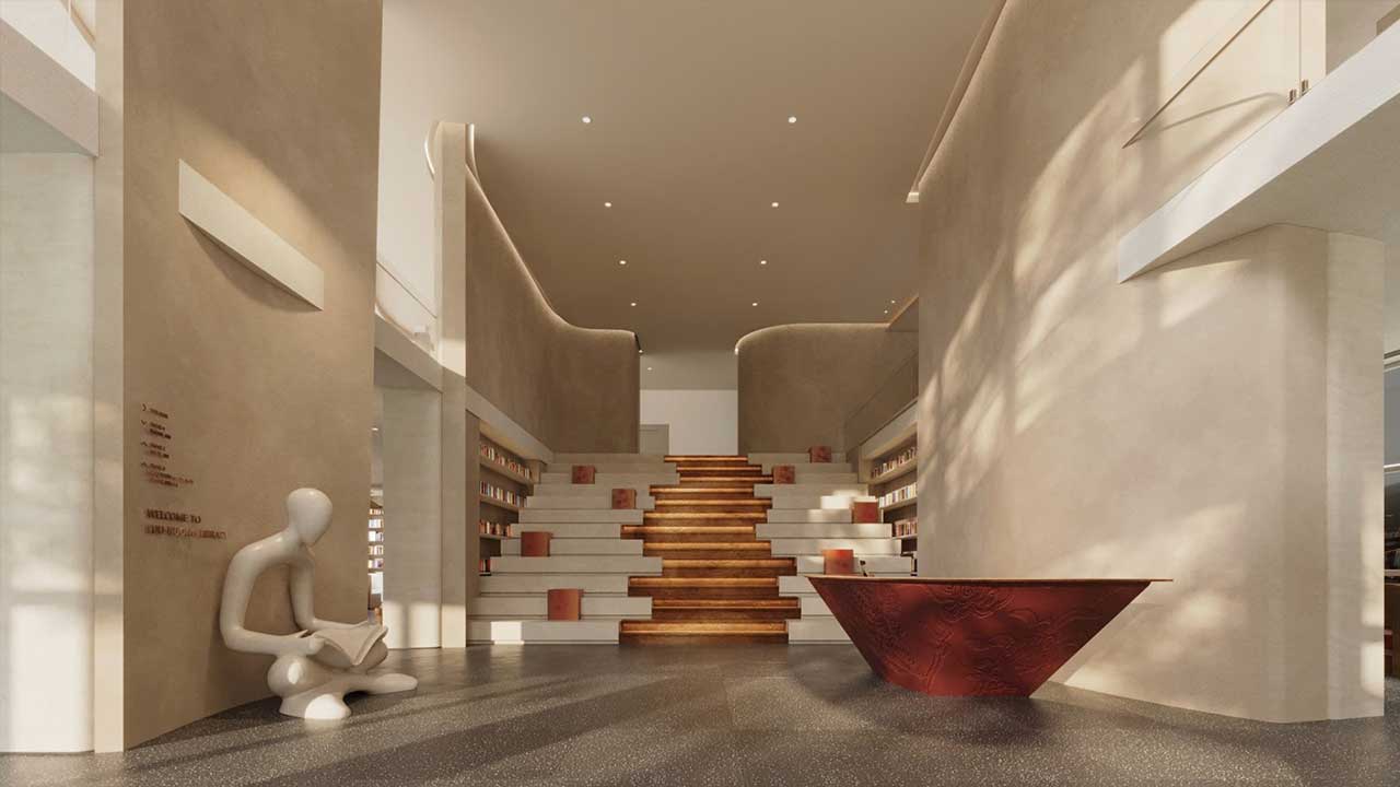 TỔNG HỢP CÁC HOẠT ĐỘNG CONPA VIỆT NAM 2025 Phối cảnh thư viện và không gian công cộng ứng dụng vật liệu sơn hiệu ứng Conpa trong đồ án kiến trúc