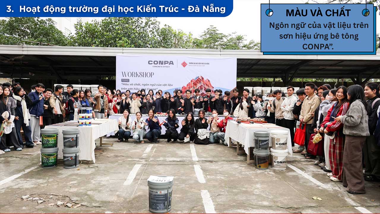TỔNG HỢP CÁC HOẠT ĐỘNG CONPA VIỆT NAM 2025 Lễ trao giải cuộc thi “Màu và Chất – Ngôn ngữ của vật liệu trên sơn hiệu ứng ConPa” tại Đà Nẵng