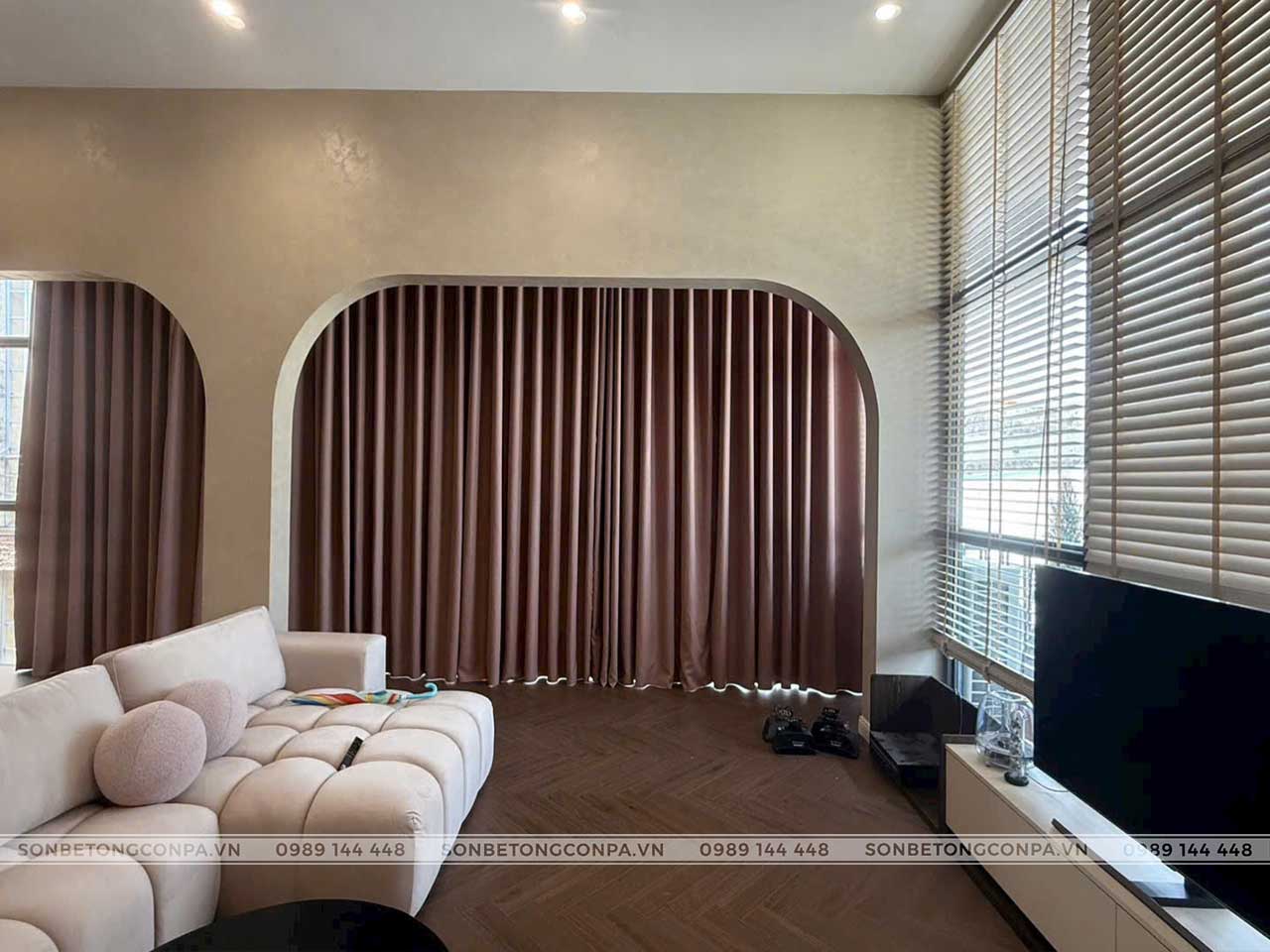 Phòng khách căn hộ Full sơn hiệu ứng