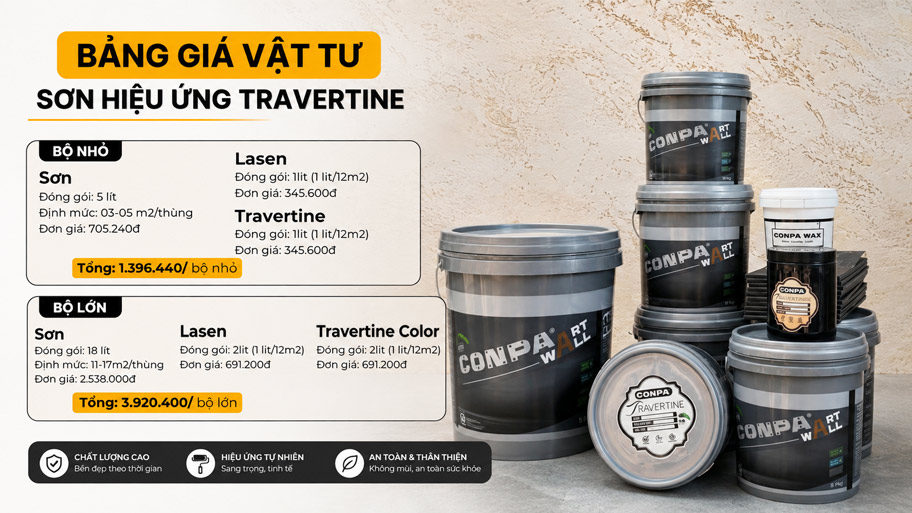 Bảng Giá Sơn Travertine Conpa Mới Nhất 2026 Bảng giá vật tư sơn travertine