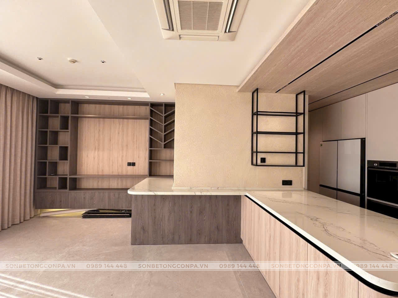Sơn giả hiệu ứng bê tông trang trí nhà hàng khách sạn Không gian tại Thảo Điền Villa