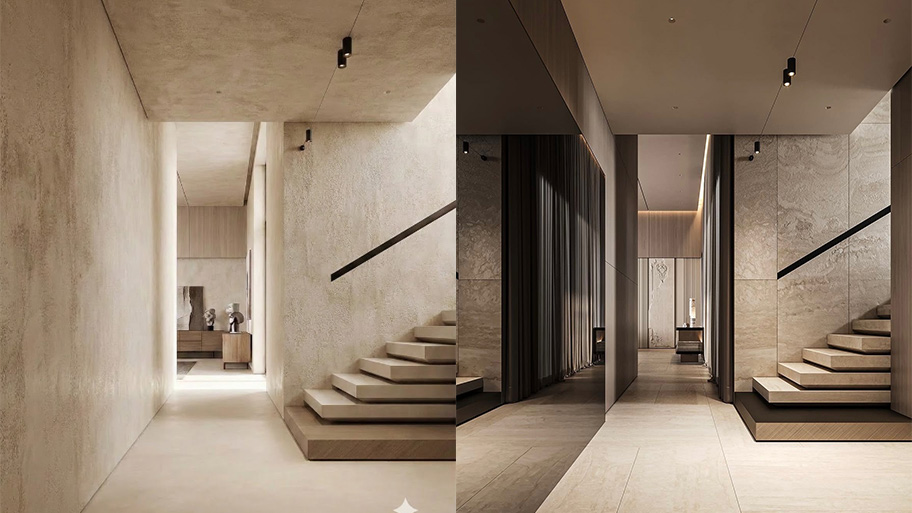 Ứng Dụng Sơn Travertine Trong Các Công Trình Sử dụng sơn travertine cho cầu thang