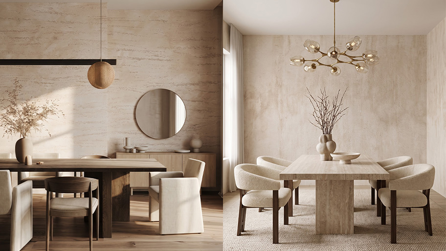 Ứng Dụng Sơn Travertine Trong Các Công Trình Sử dụng sơn travertine trong phòng ăn