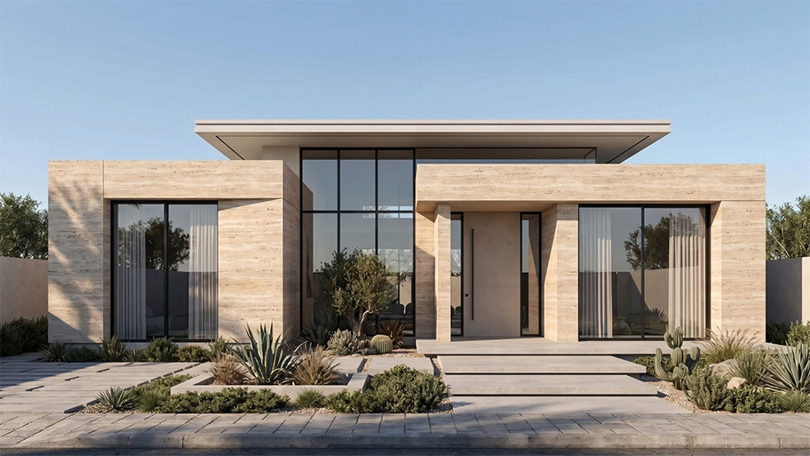 Ứng dụng sơn travertine cho tường ngoại thất