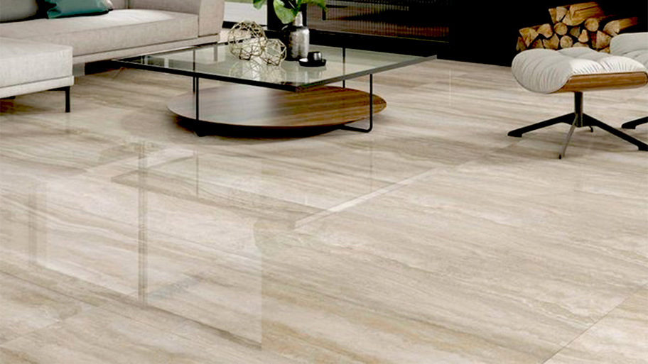Ứng dụng đá travertine làm sàn nhà phòng khách